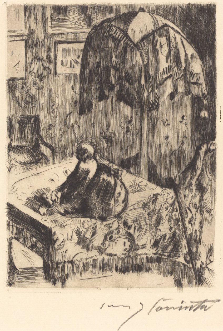 Sisustus lattiavalaisimella, 1916. tekijältä Lovis Corinth