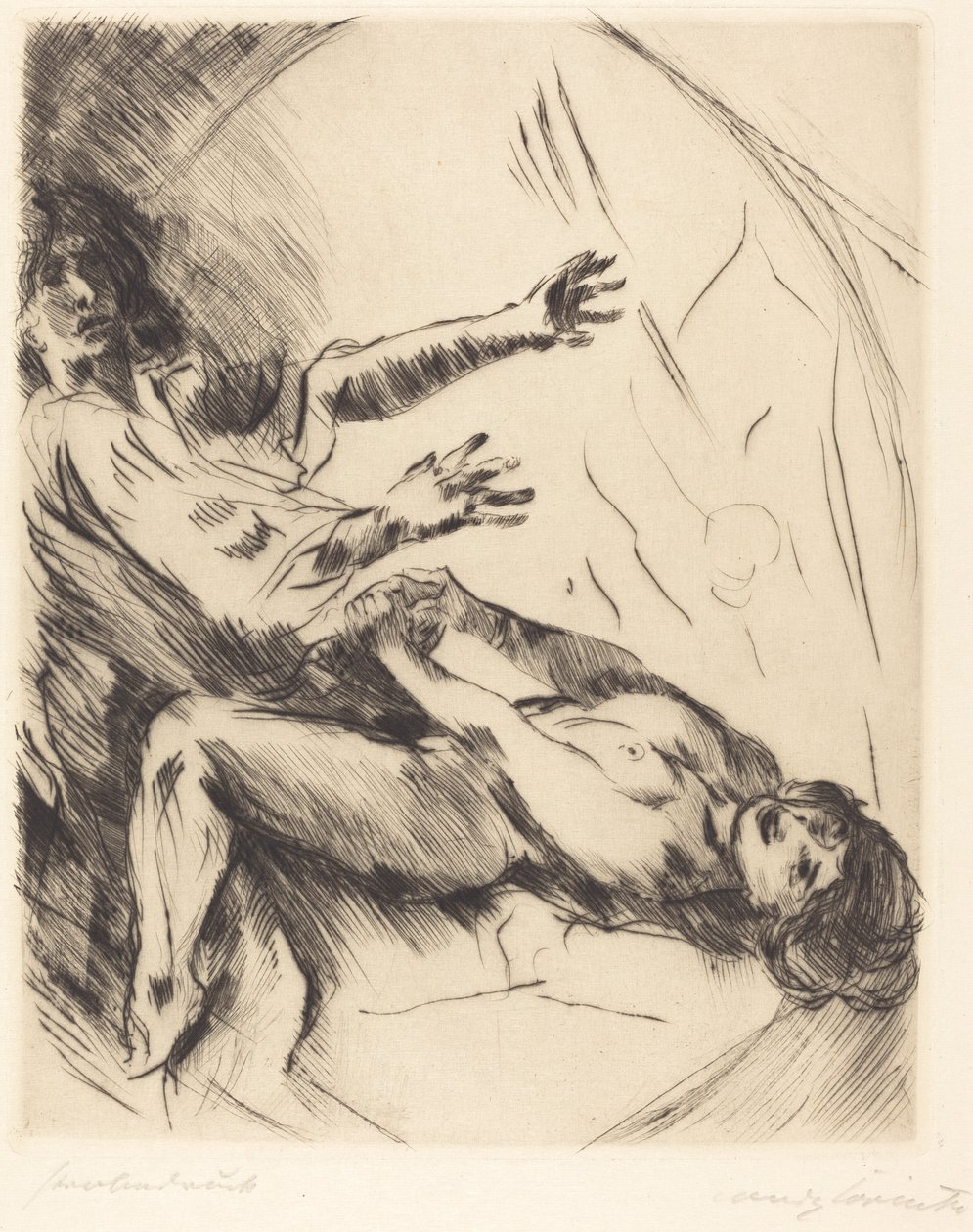 Joseph und Potiphars Weib I (Joseph ja Potipharin vaimo I) tekijältä Lovis Corinth