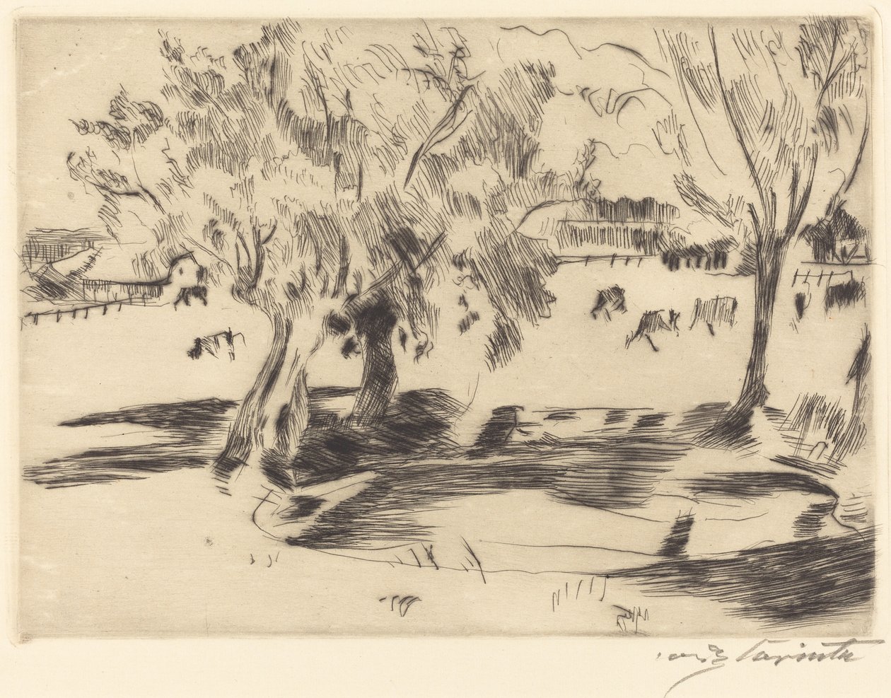 Maisema lehmien kanssa, 1917. tekijältä Lovis Corinth