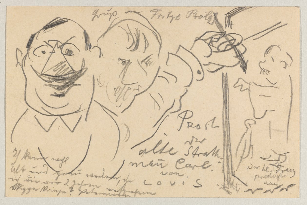 Lovis Corinth Carl Strathmannille: postikortti, postileima 10. elokuuta 1904 tekijältä Lovis Corinth