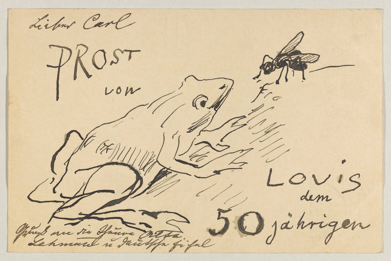 Lovis Corinth Carl Strathmannille: postikortti, postileima 12. elokuuta 1908 tekijältä Lovis Corinth