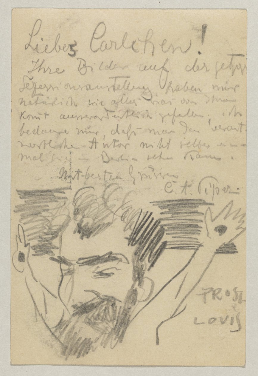 Lovis Corinth Carl Strathmannille: postikortti, postileima 16. tammikuuta 1903 tekijältä Lovis Corinth