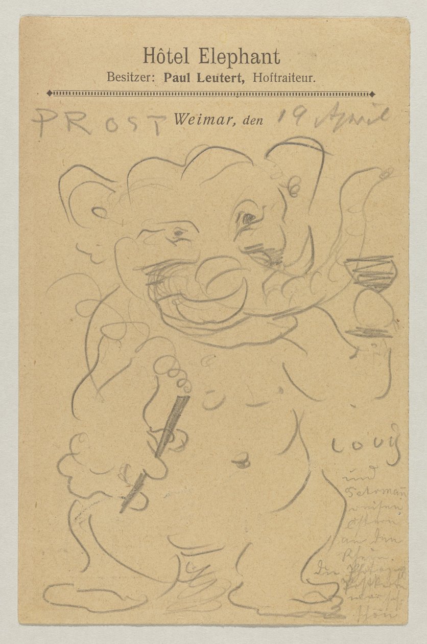 Lovis Corinth Carl Strathmannille: postikortti, postileima 20. huhtikuuta 1905 tekijältä Lovis Corinth