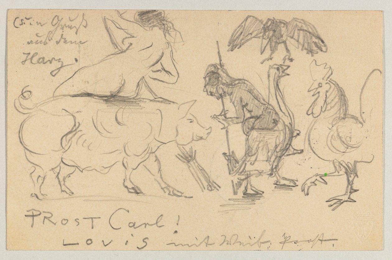 Lovis Corinth Carl Strathmannille: postikortti, postileima 21. heinäkuuta 1905 tekijältä Lovis Corinth