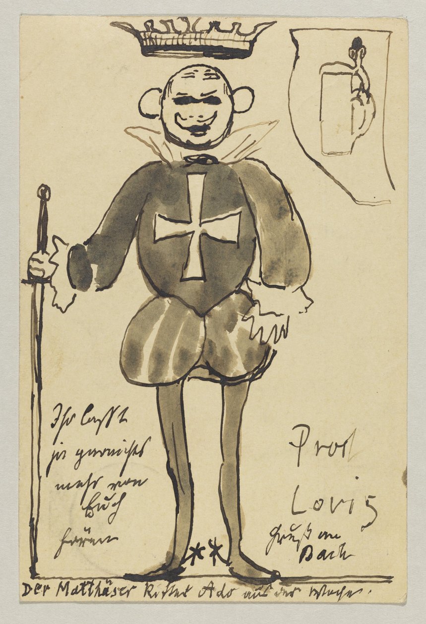 Lovis Corinth Carl Strathmannille: postikortti, postileima 21.6.1902 ja 22.6.1902 tekijältä Lovis Corinth