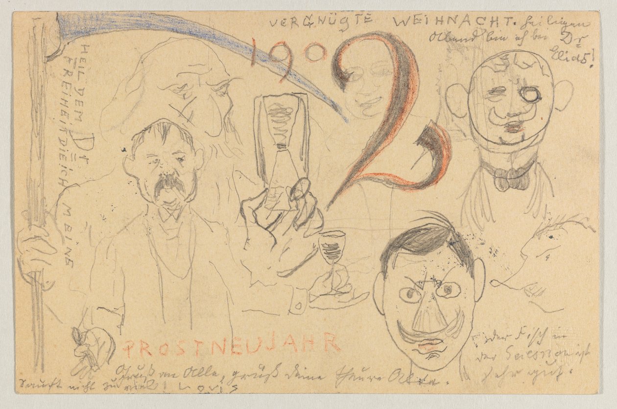 Lovis Corinth Carl Strathmannille: postikortti, postileima 24. joulukuuta 1901 tekijältä Lovis Corinth