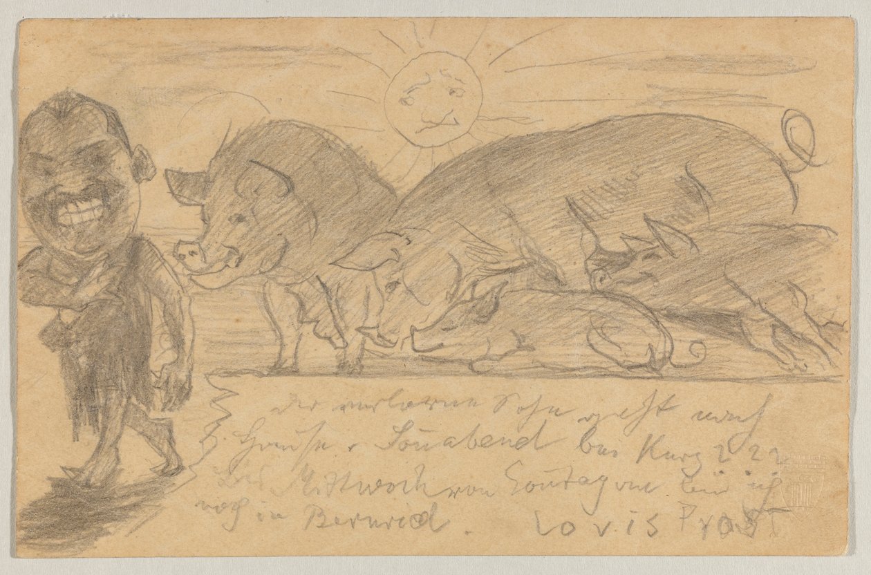 Lovis Corinth Carl Strathmannille: postikortti, postileima 25. elokuuta 1899 tekijältä Lovis Corinth