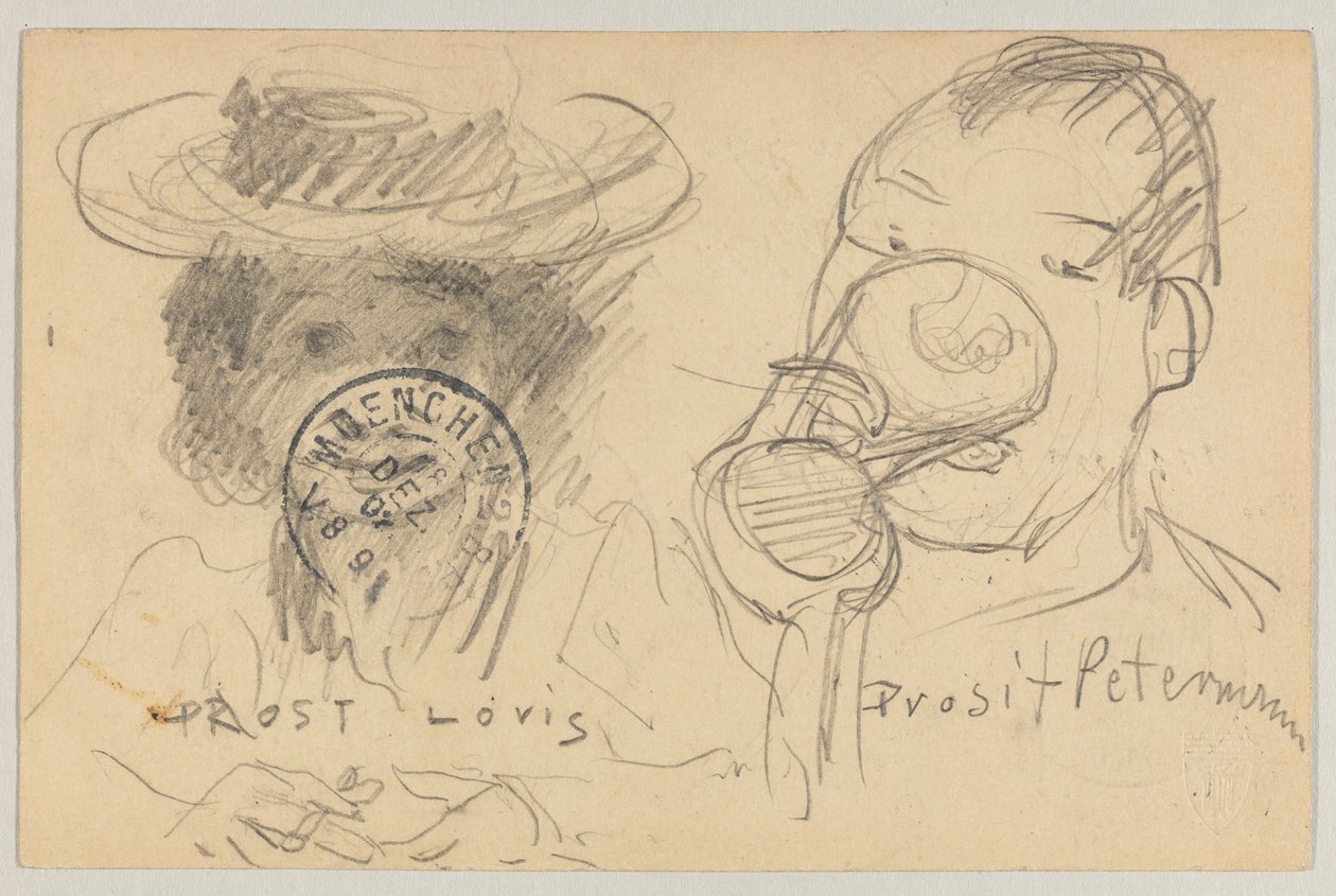 Lovis Corinth Carl Strathmannille: postikortti, postileima edessä 17. joulukuuta 1902 tekijältä Lovis Corinth