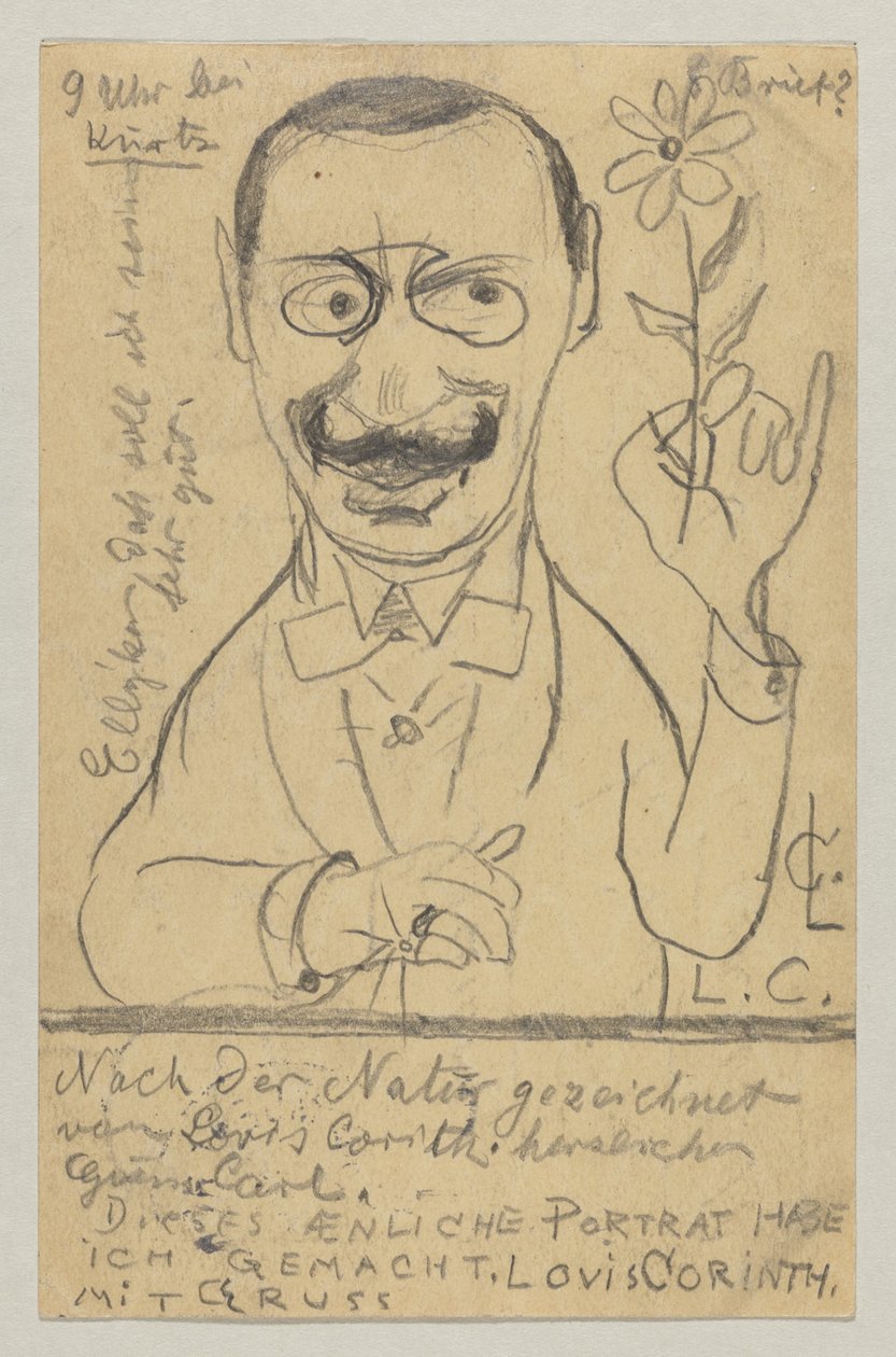 Lovis Corinth neiti Elly Frankelle: postikortti, postileima 28. elokuuta 1897 tekijältä Lovis Corinth