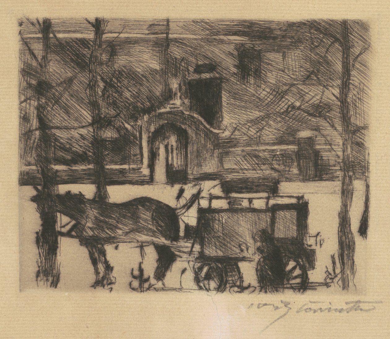 Maitovaunu Milk Wagon, 1916. tekijältä Lovis Corinth