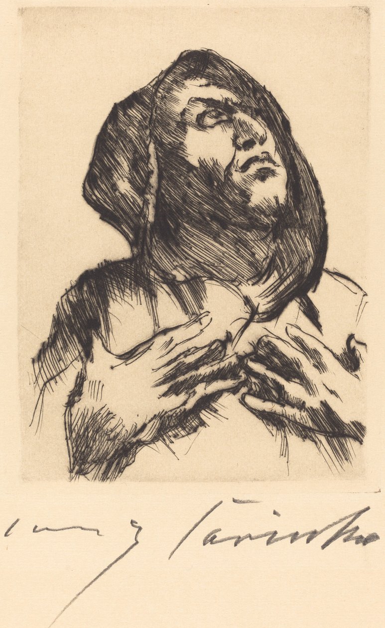 Munkki katselee ylöspäin tekijältä Lovis Corinth