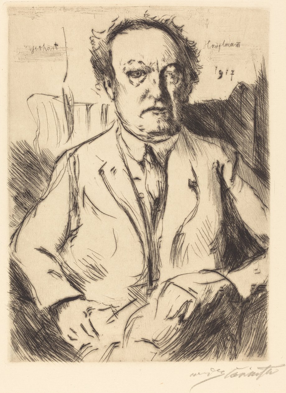 Näyttelijä- ja kirjailija Gerhart Hauptmannin muotokuva, 1917. tekijältä Lovis Corinth