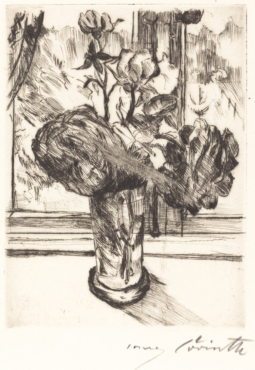Ruusuja vesilasissa, 1916. tekijältä Lovis Corinth