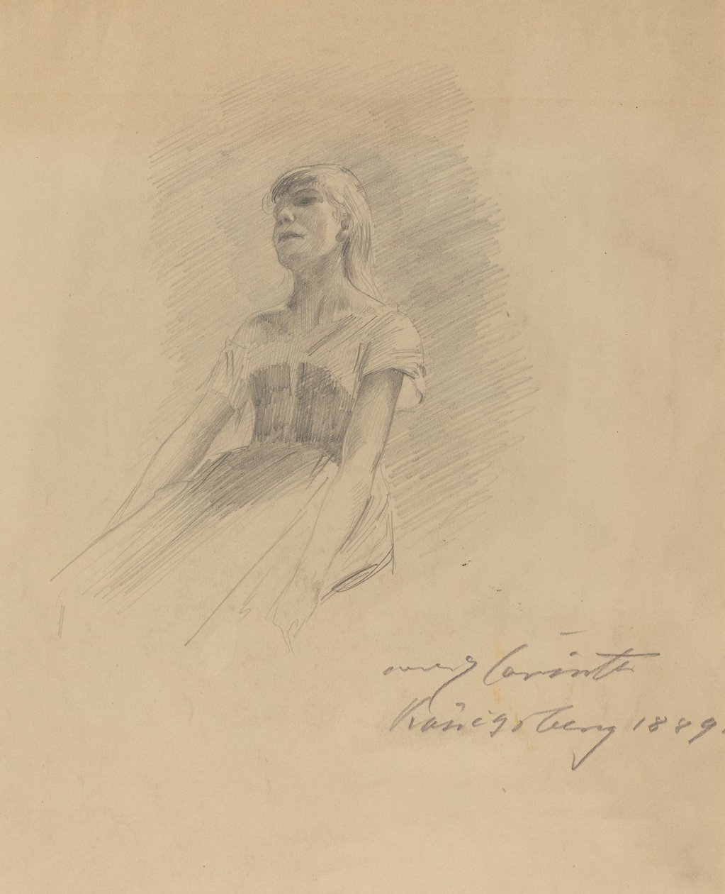 Istuva nuori nainen [recto], 1889. tekijältä Lovis Corinth