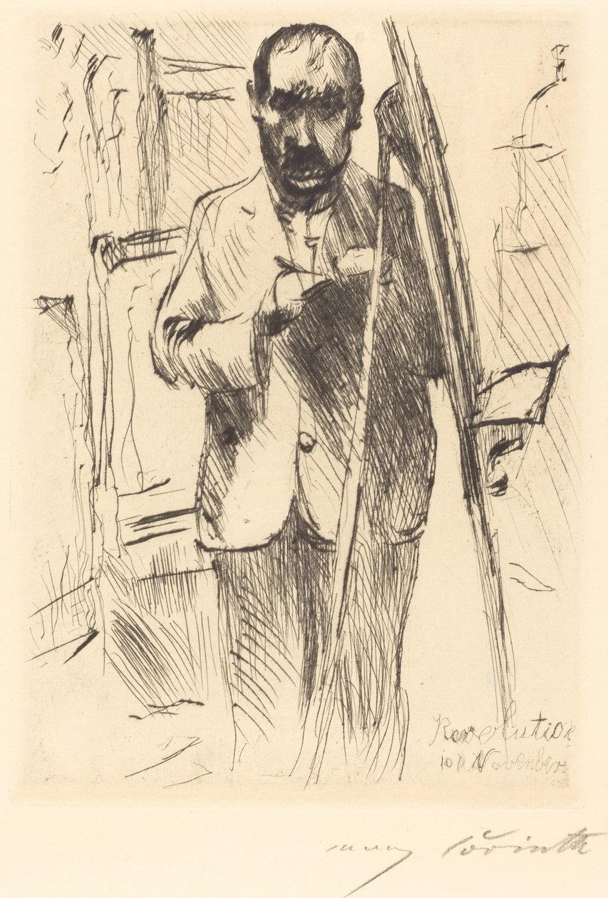 Omakuva maalaustelineellä tekijältä Lovis Corinth