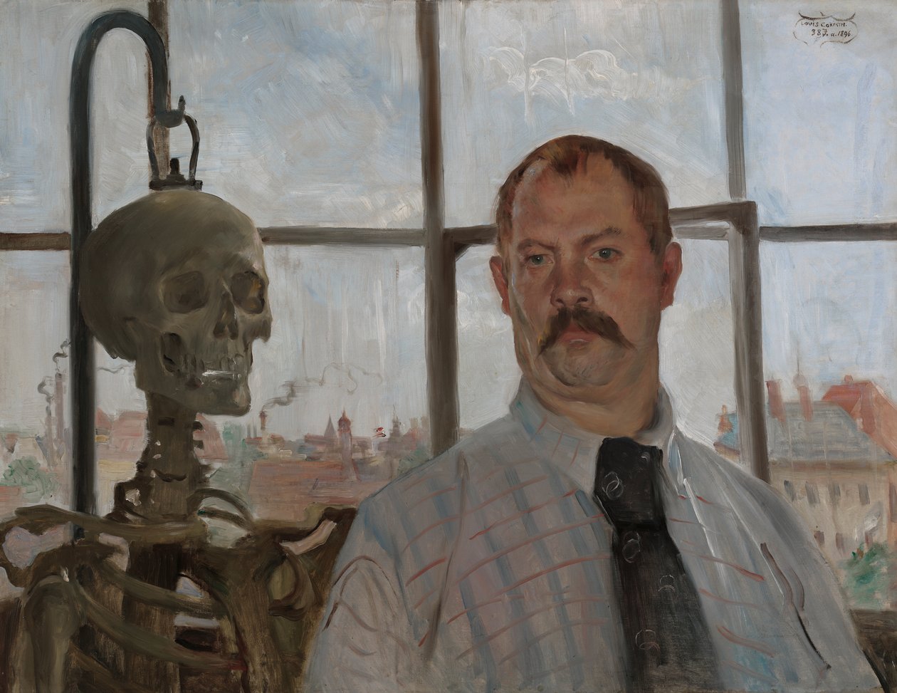 Omakuva luurangon kanssa tekijältä Lovis Corinth