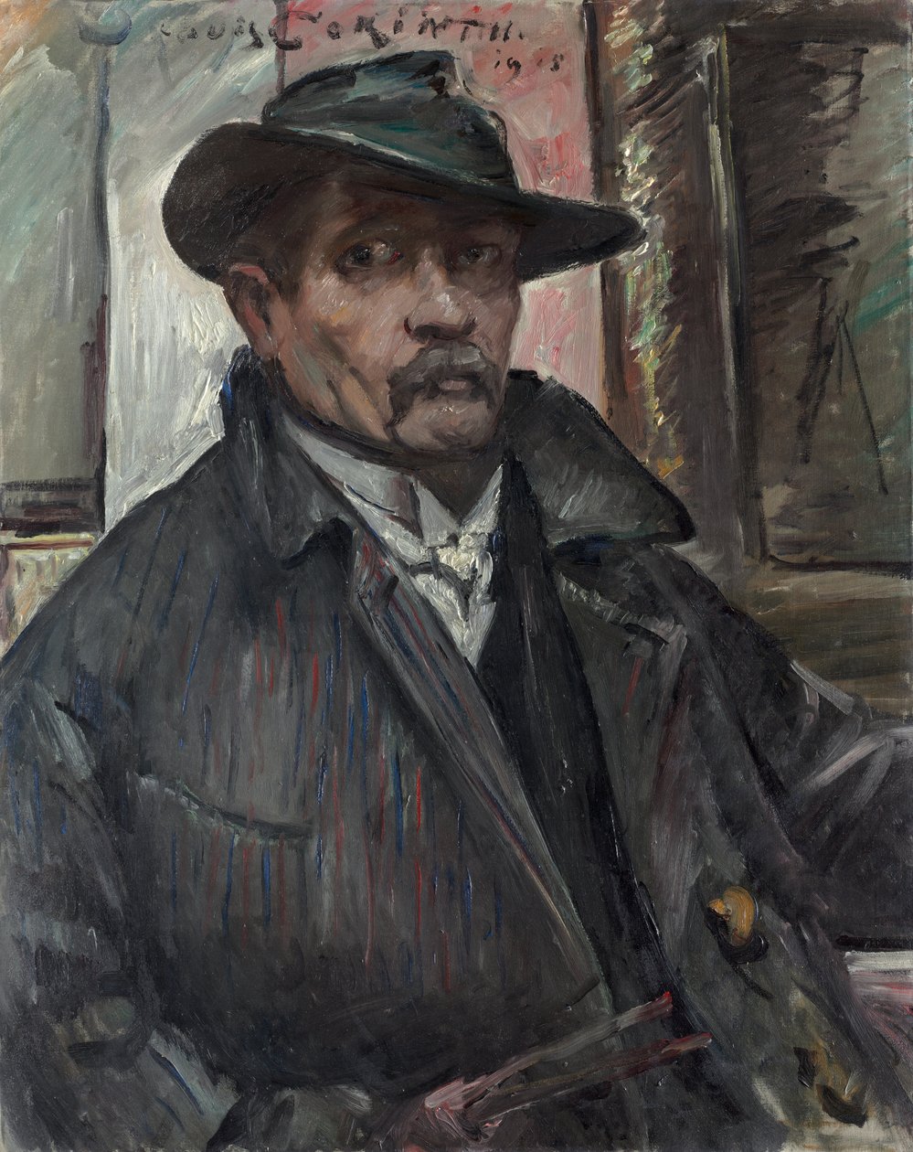 Omakuva hatun ja takin kanssa tekijältä Lovis Corinth
