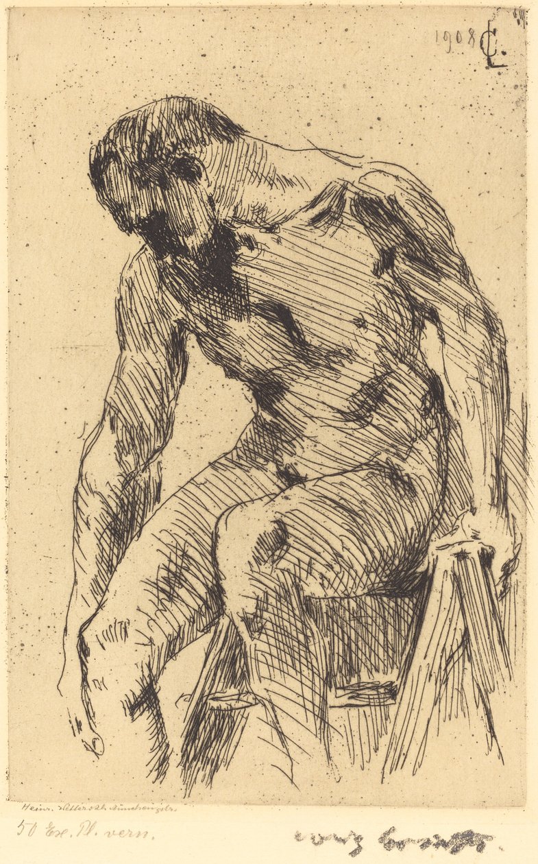 Istuva alaston mies tekijältä Lovis Corinth