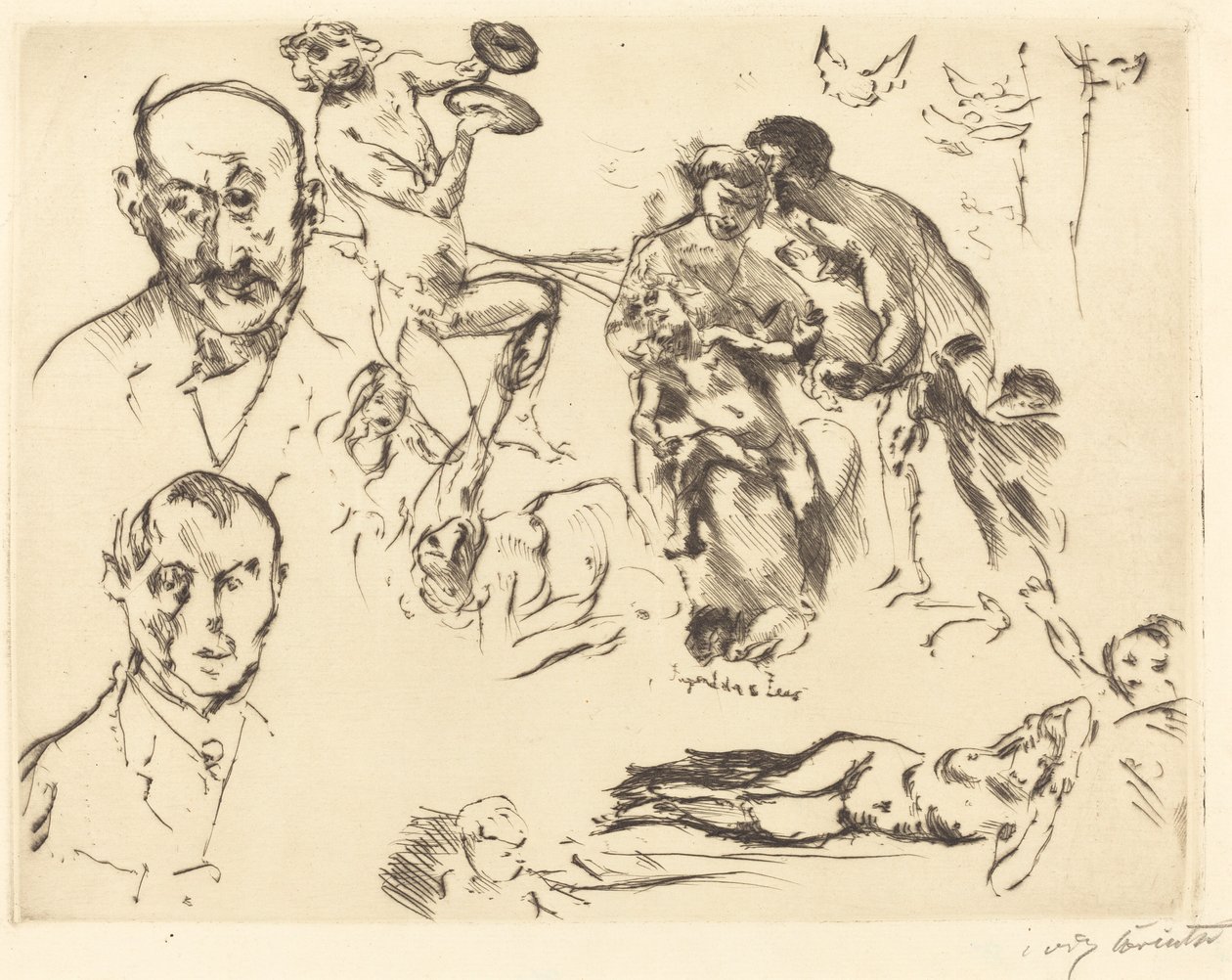 Luonnoksia miehistä, mukaan lukien Max Liebermann, c. 1915. tekijältä Lovis Corinth