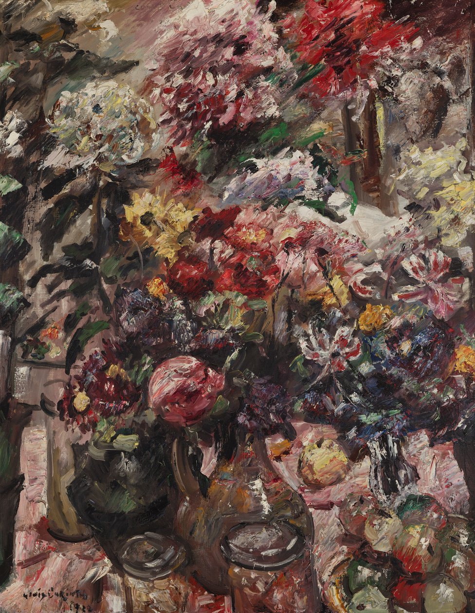 Asetelma krysanteemien ja amaryllisen kanssa tekijältä Lovis Corinth