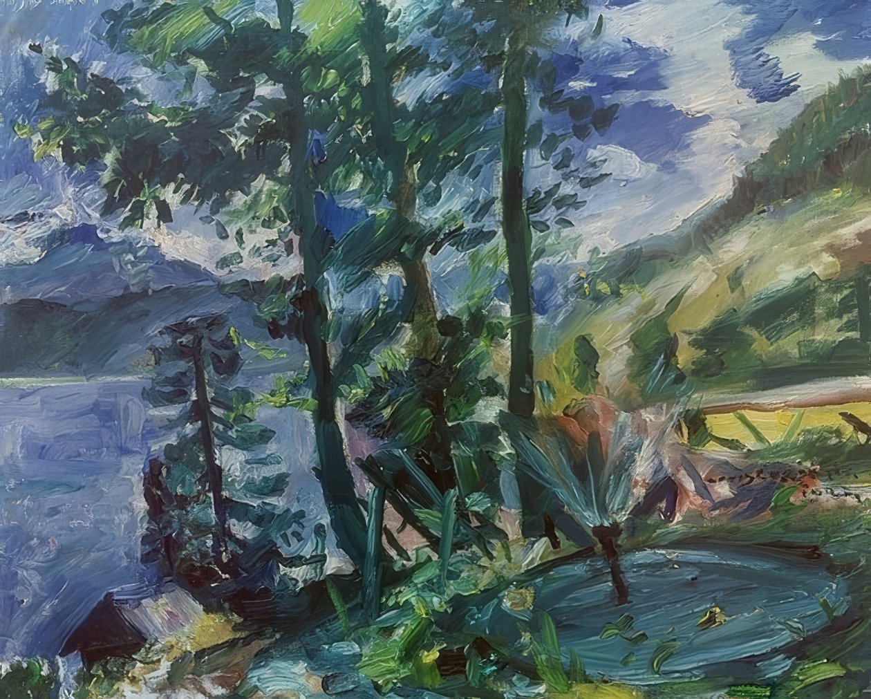Walchensee suihkulähteellä. 1923 tekijältä Lovis Corinth