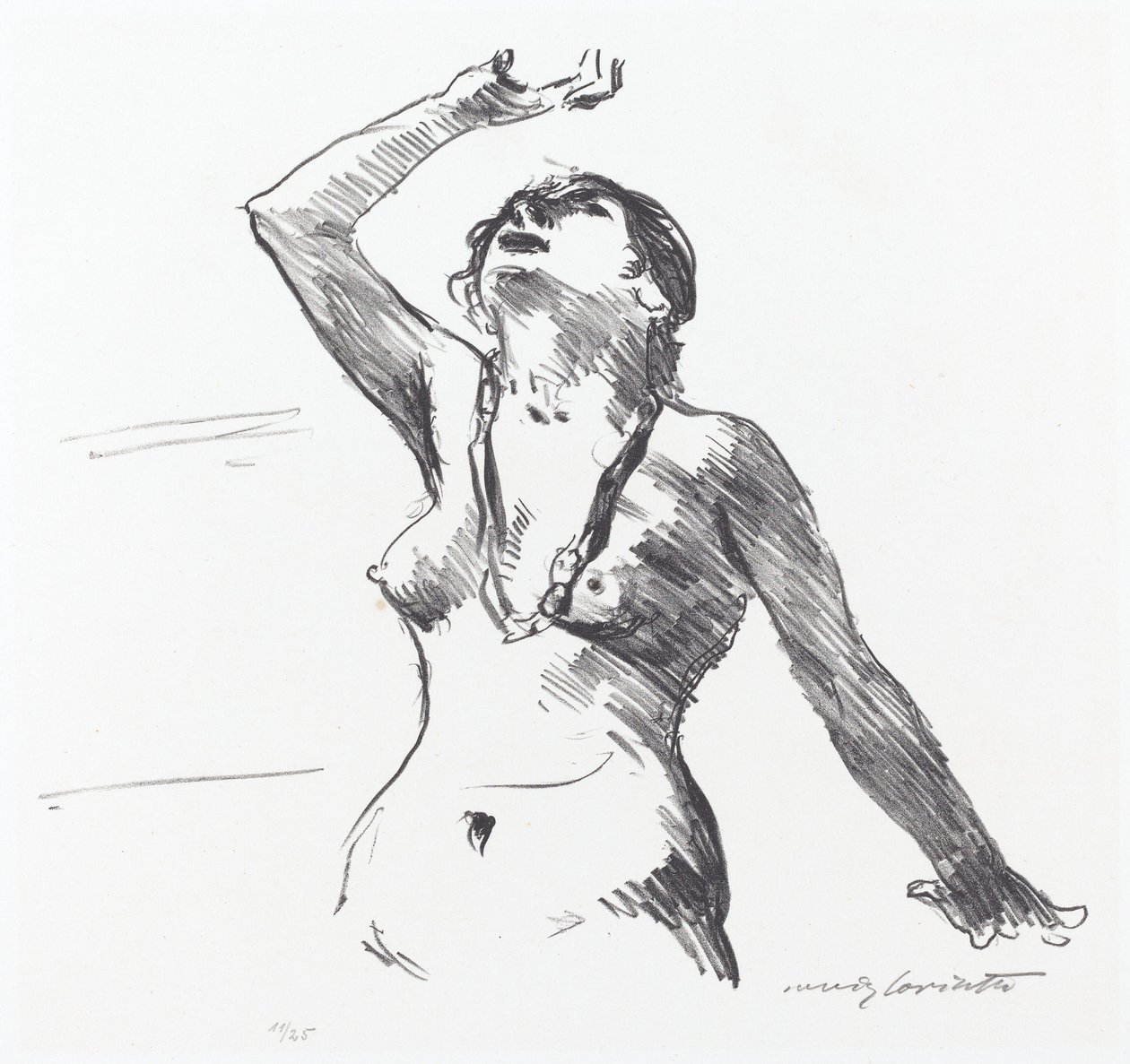 Nainen alaston puolustamassa itseään, 1913. tekijältä Lovis Corinth