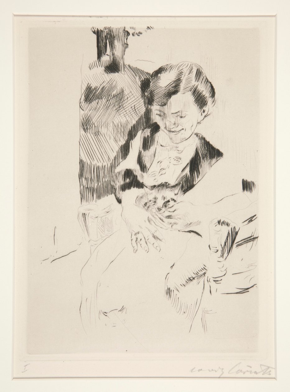 Nainen kissanpennun kanssa tekijältä Lovis Corinth