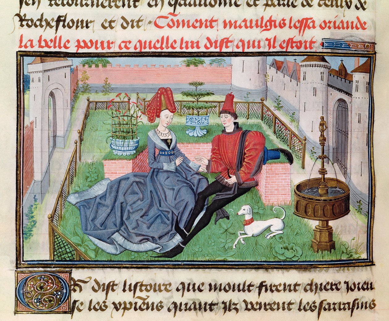 Ms 5072 f.71v The Garden of Love, Reaud de Montauban -syklistä tekijältä Loyset Liedet
