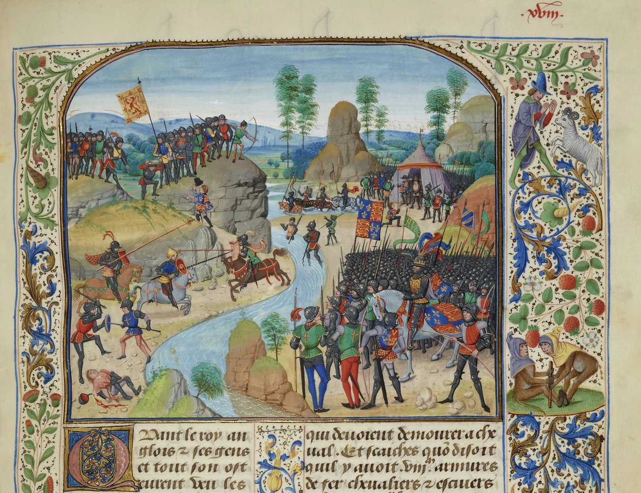 Anglo-Skotlannin sota: englantilaiset ylittivät Tynen, noin 1470-1475. tekijältä Loyset Liedet