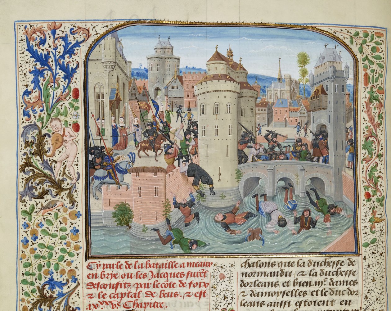 Jacquerien tappio 9. kesäkuuta 1358, noin 1470-1475. tekijältä Loyset Liedet