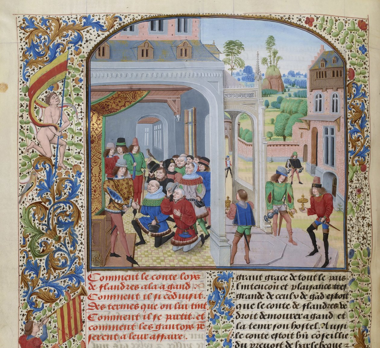Homenatge de Lluís II de Male per una diputació de Gant, ca 1470-1475. finlandès tekijältä Loyset Liedet