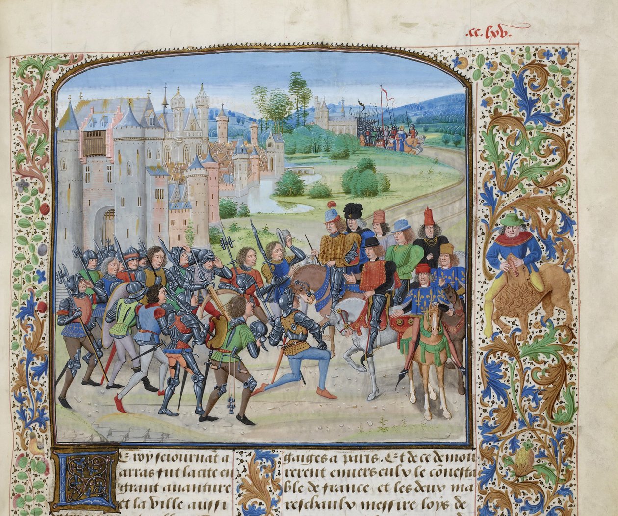 Kaarle VI:n paluu Pariisiin, noin 1470-1475. tekijältä Loyset Liedet