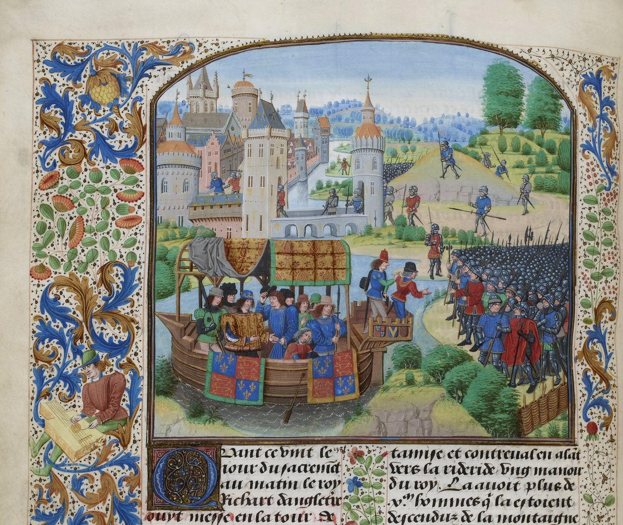 Richard II tapaa kapinalliset 14. kesäkuuta 1381, noin 1470-1475. tekijältä Loyset Liedet
