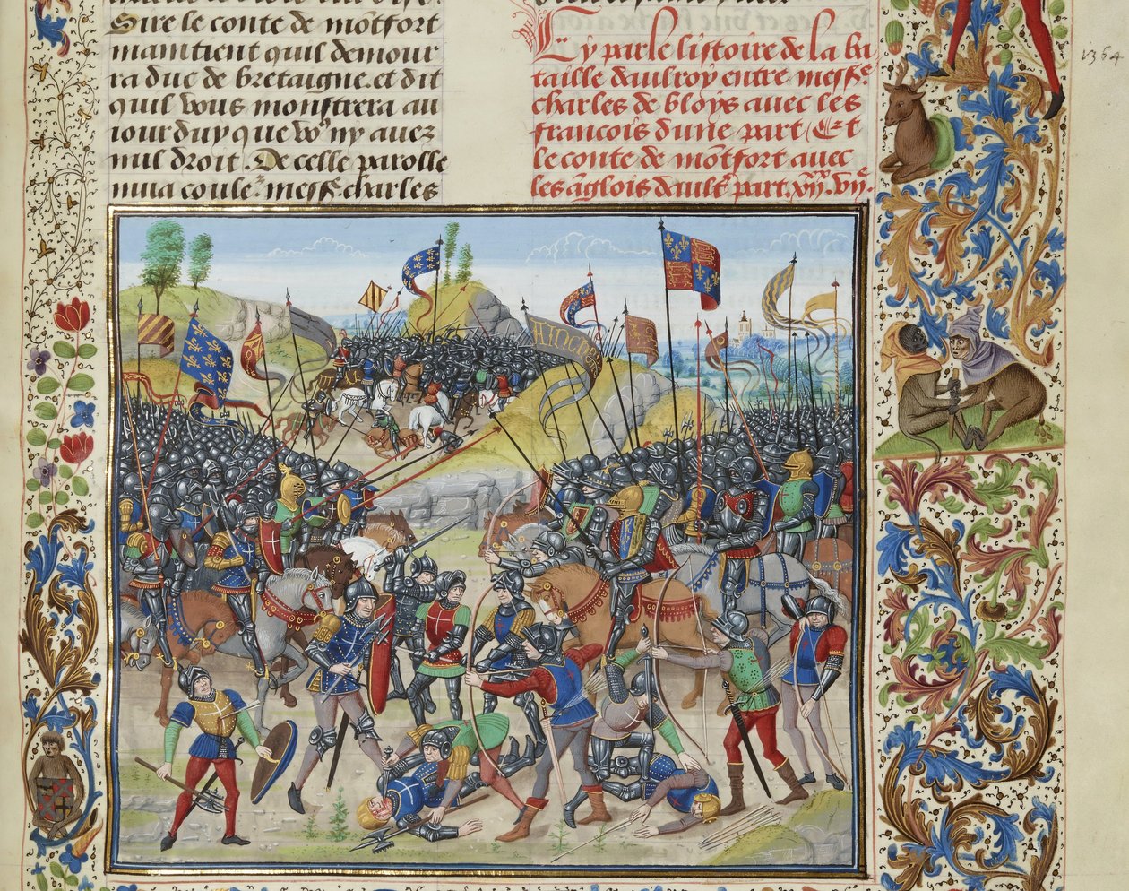 Aurayn taistelu 29. syyskuuta 1364, noin 1470-1475. tekijältä Loyset Liedet
