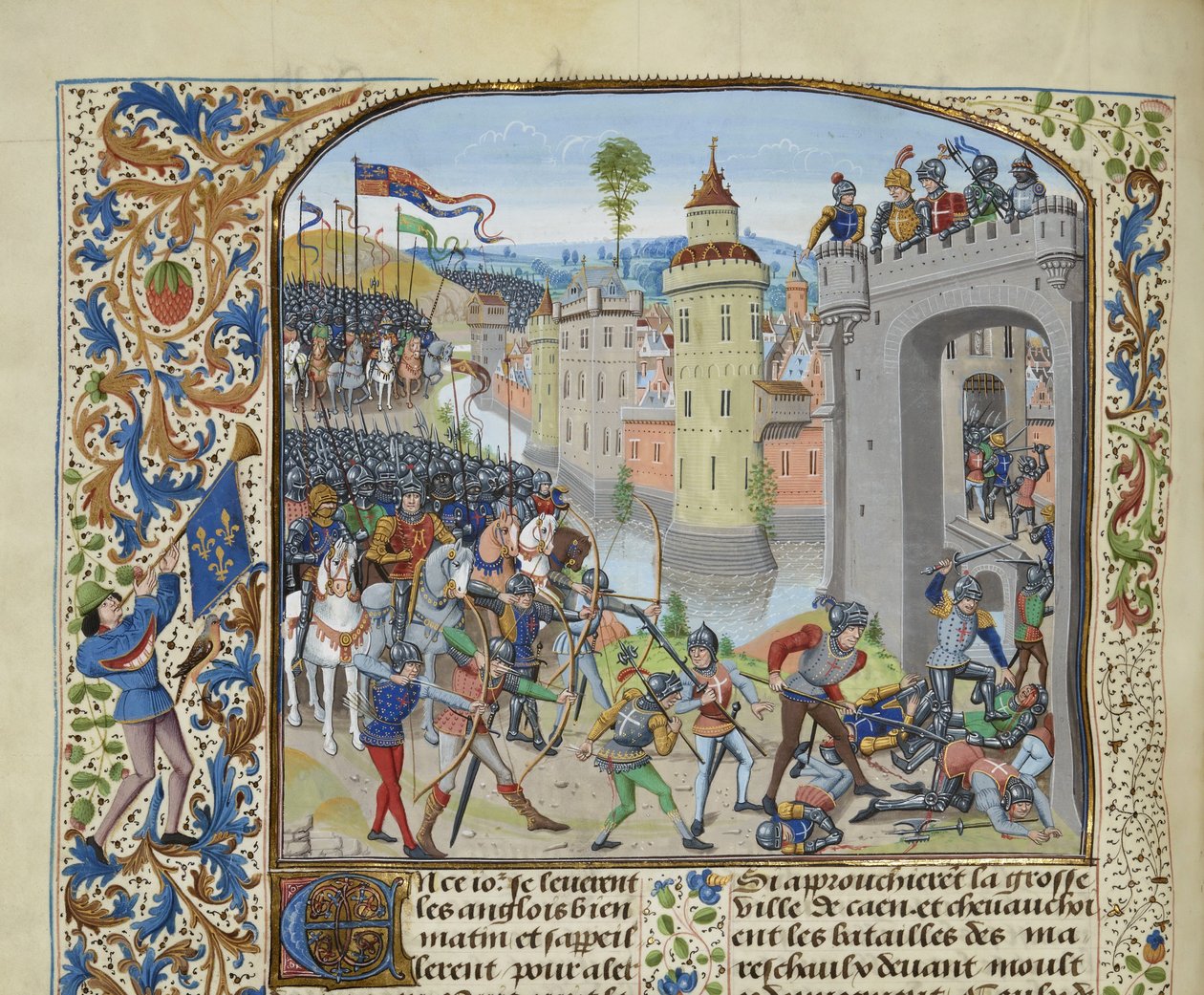 Caenin taistelu vuonna 1346, noin 1470-1475. tekijältä Loyset Liedet