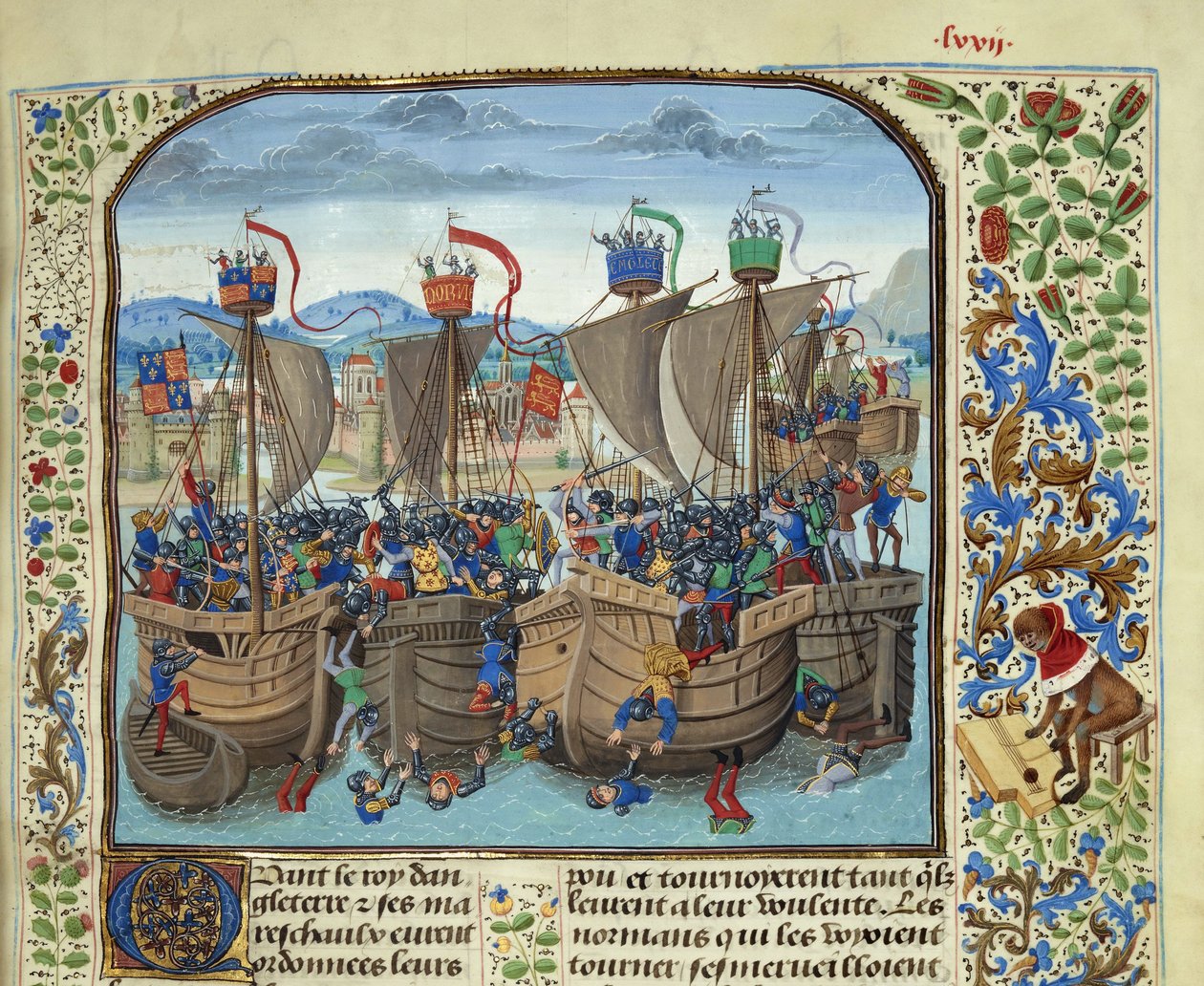 Sluysin taistelu 24. kesäkuuta 1340, noin 1470-1475. tekijältä Loyset Liedet