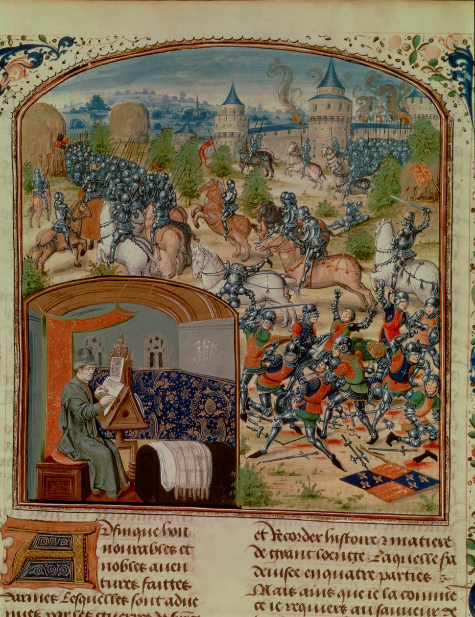 Satavuotinen sota, miniatyyri 1400-luvun kopiosta Froissartin Ranskan kronikasta, 1400-luku tekijältä Loyset Liedet