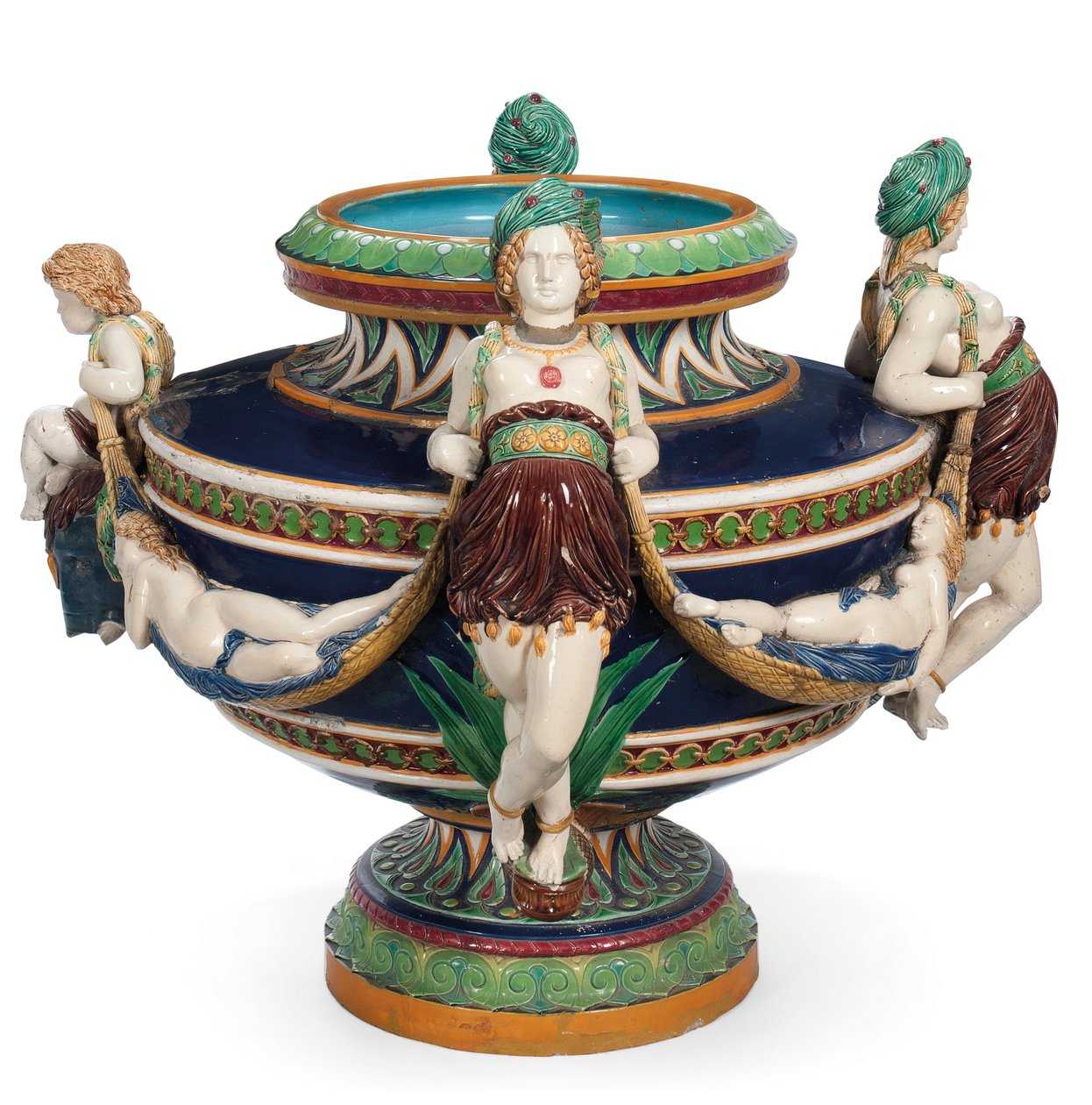Large Minton majolica jardiniere, n. 1870 (keraaminen) tekijältä Ltd Mintons