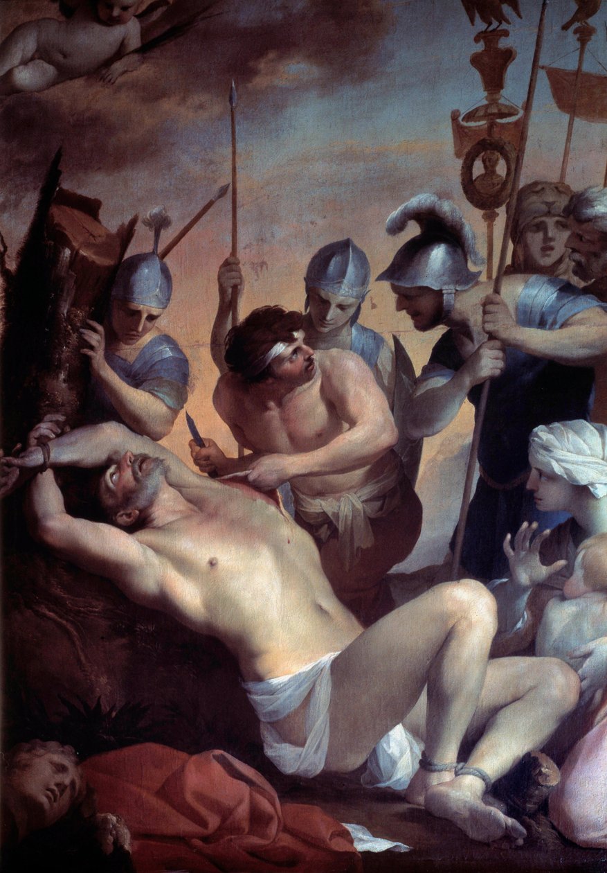 Pyhän Barthelemyn marttyyrikuolema. Lubin Bauginin (1612-1663) maalaus tekijältä Lubin Baugin