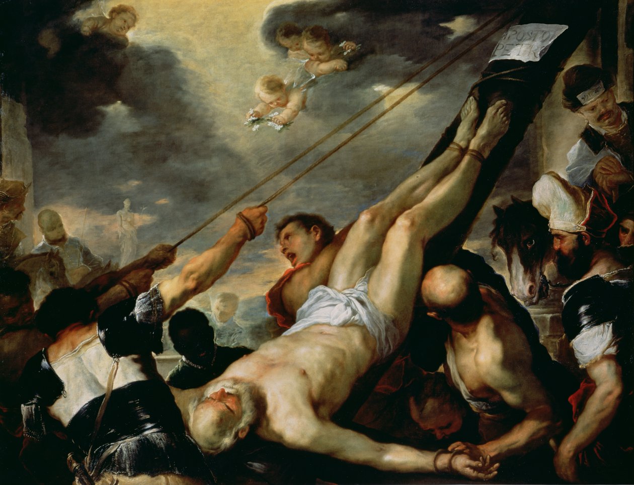 Pyhän Pietarin ristiinnaulitseminen, noin 1660 tekijältä Luca Giordano