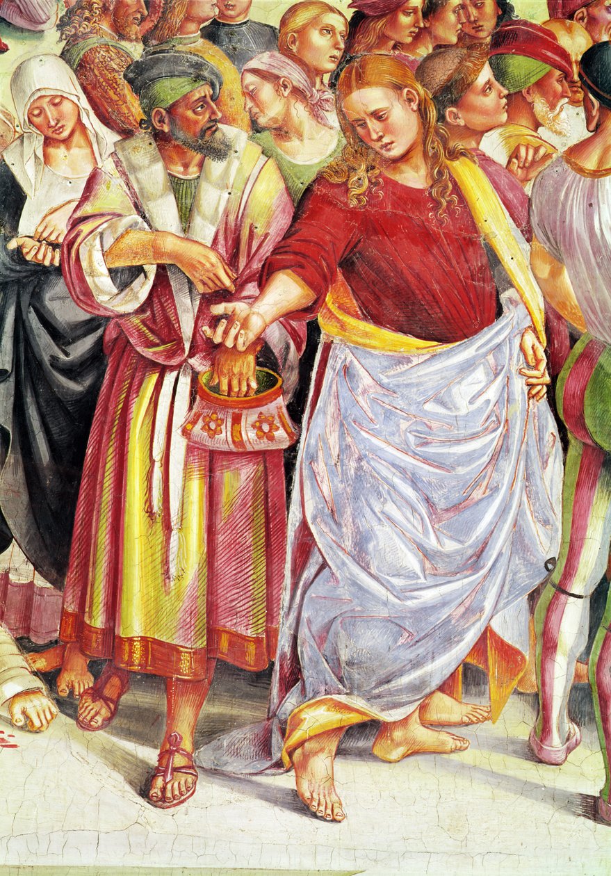 Yksityiskohta Antikristuksen saarnasta, Madonna di San Brizion kappelista, 1499-1504 (yksityiskohta kuvasta 79359). tekijältä Luca Signorelli