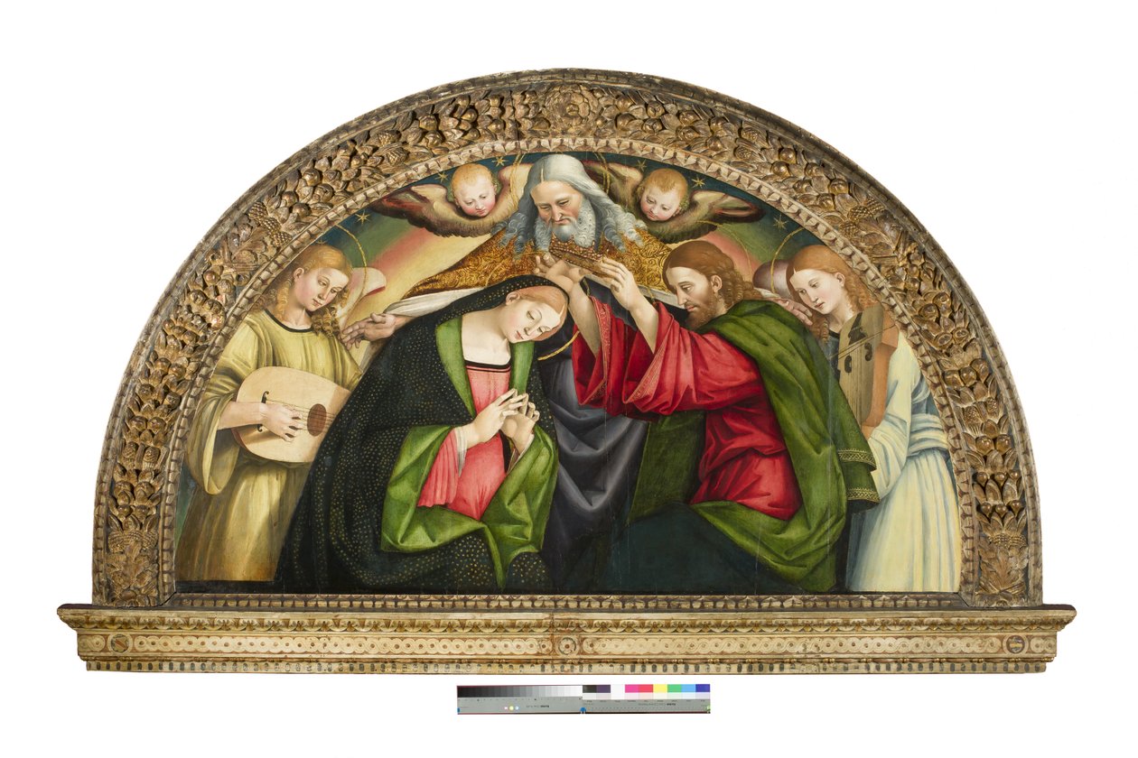 Neitsyt Marian kruunajaiset, 1508 (öljy ja tempera paneelille). tekijältä Luca Signorelli