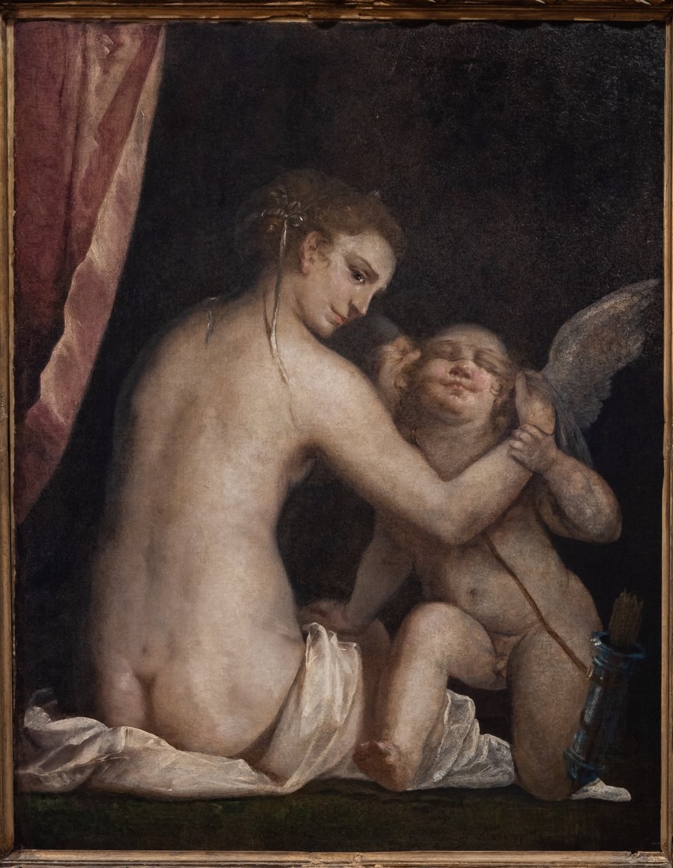 Fontanellato, Labirinto della Masone, Franco Maria Ricci Taidekokoelma: "Venus blindfolding Cupid" tekijältä Luca Cambiaso