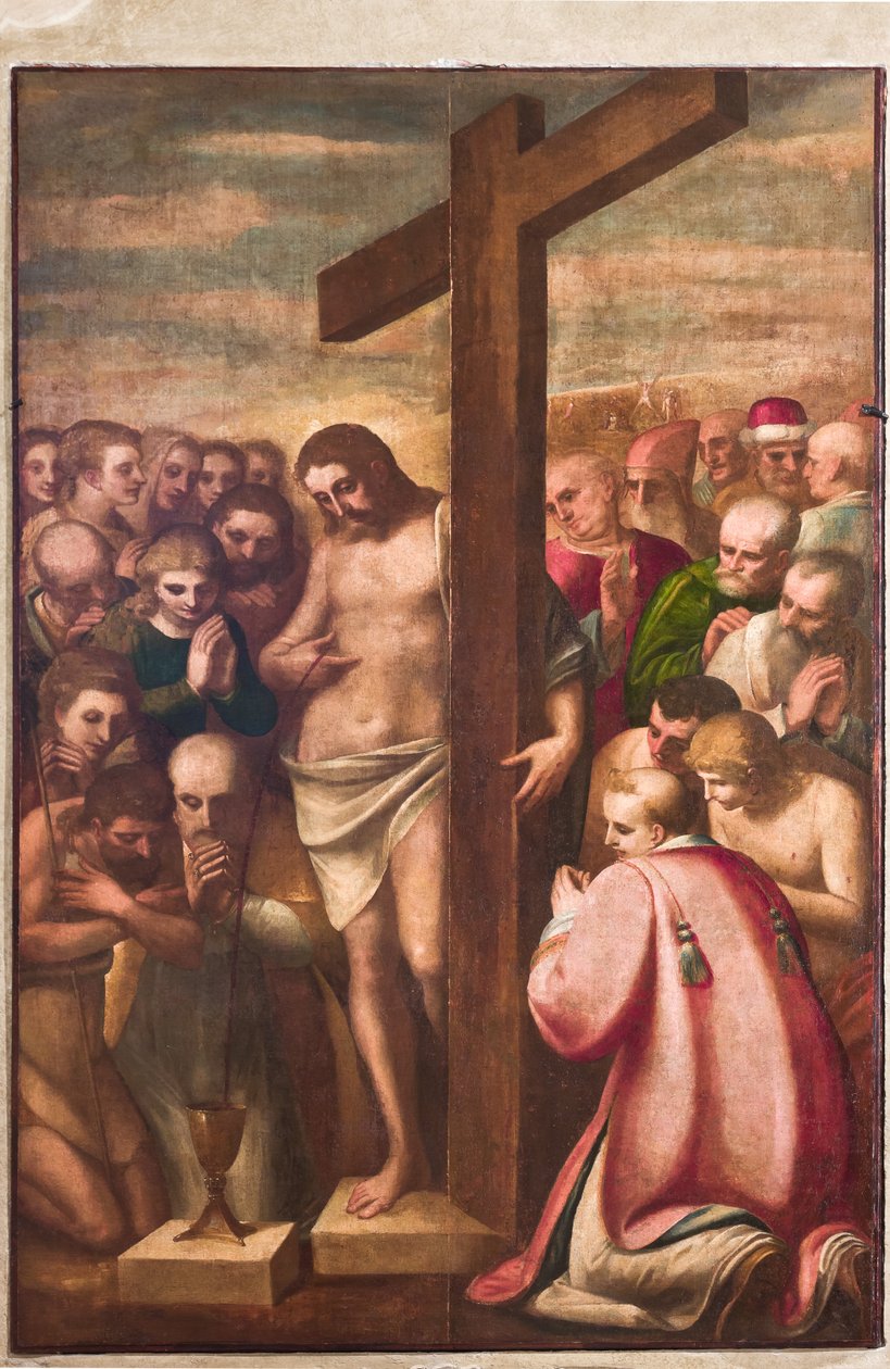 Genova, Duomo (Pyhän Laurentiuksen katedraali), sakristi, kappeli: "Pyhien palvoma eukaristinen Kristus", kirjoittanut Luca Cambiaso, noin 1580 tekijältä Luca Cambiaso