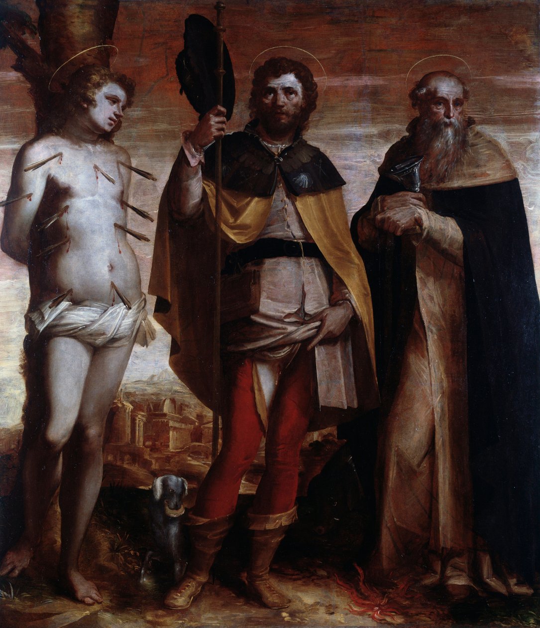 St Roch, St Sebastian ja St Anthony the Great (maalaus tekijältä Luca Cambiaso