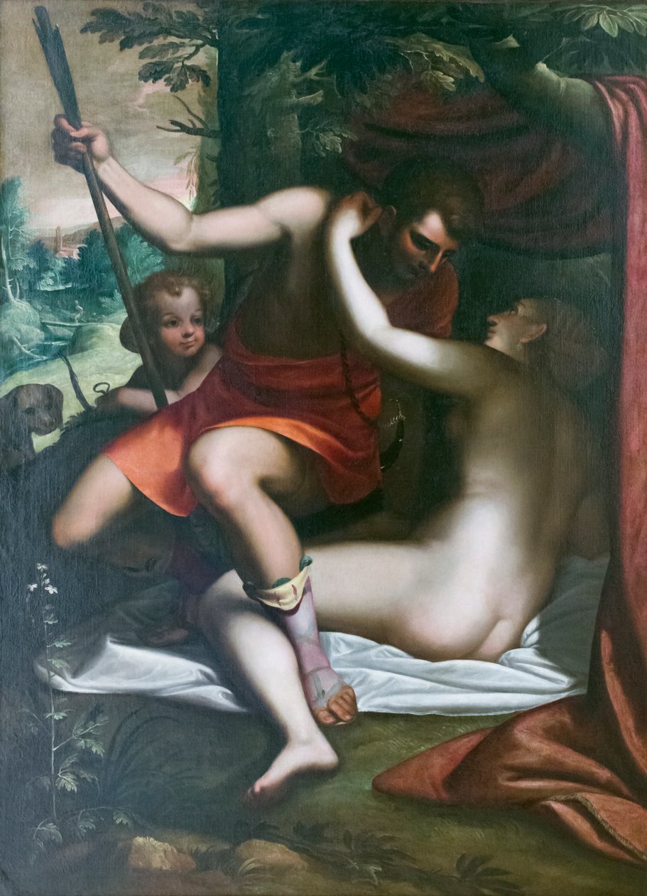 Venus ja Adonis, ennen vuotta 1585, Luca Cambiaso (öljy kankaalle) tekijältä Luca Cambiaso