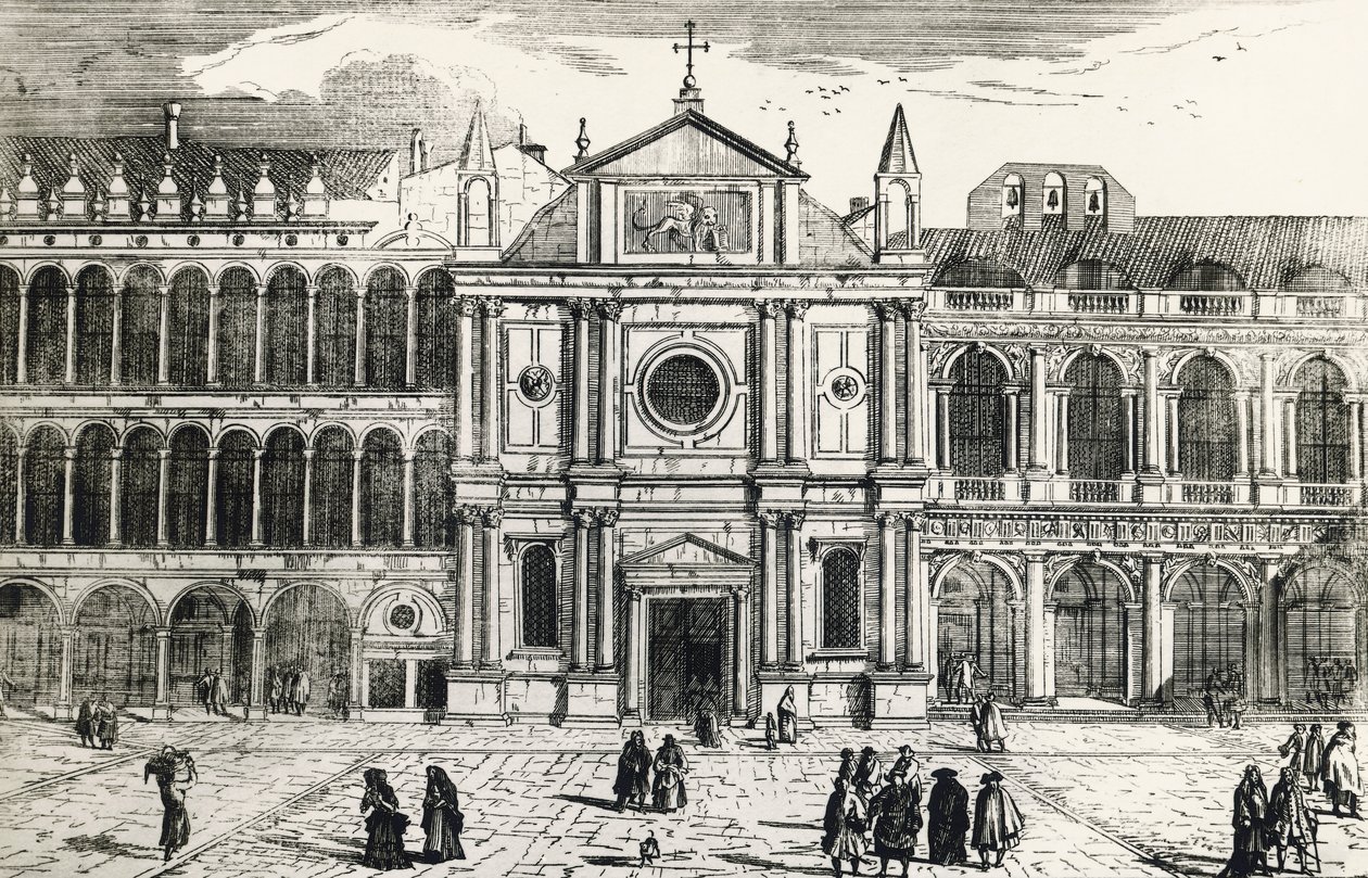 San Geminianuksen kirkko (purettu vuonna 1807) tekijältä Luca Carlevaris