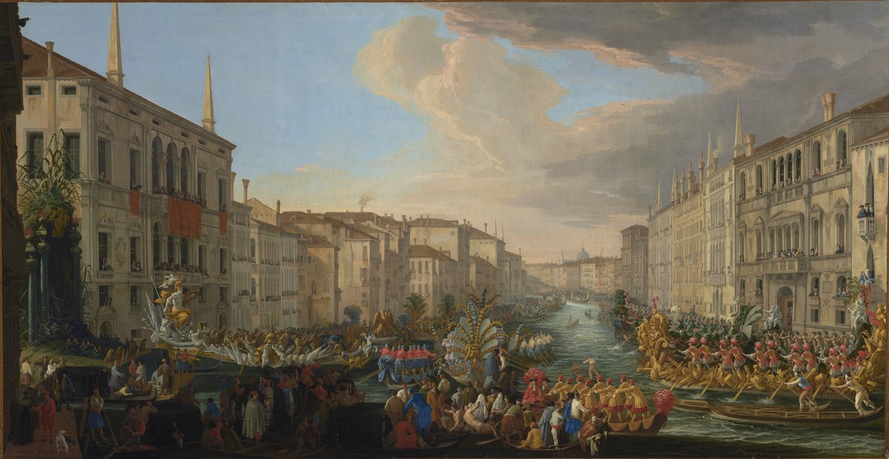 Regatta Grand Canalilla Tanskan kuninkaan Frederick IV:n kunniaksi, 1711 tekijältä Luca Carlevaris