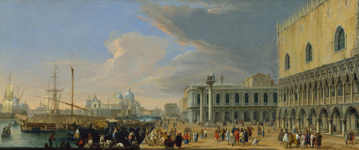 Molo, Venetsia, länteen päin, noin 1709 tekijältä Luca Carlevaris