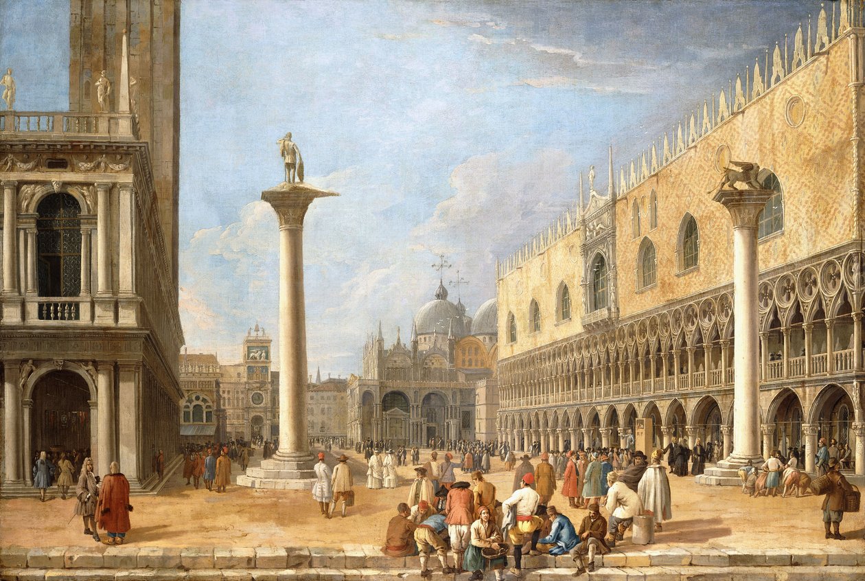 Piazzetta, Venetsia, päin Piazza San Marcoa, tekijältä Luca Carlevaris